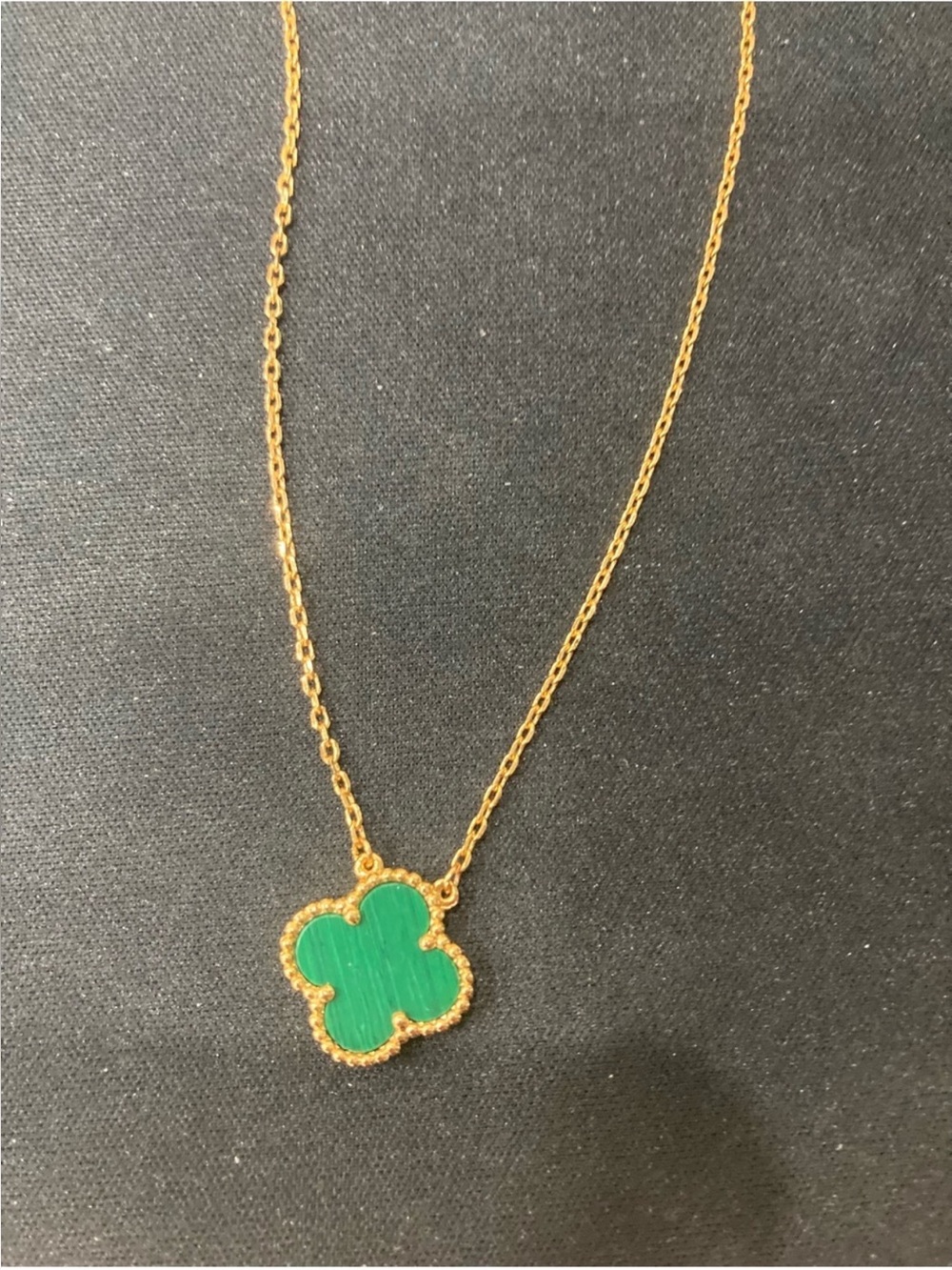 Van Cleef & Arpels Gold-Plated Necklace with Green Clover Pendant